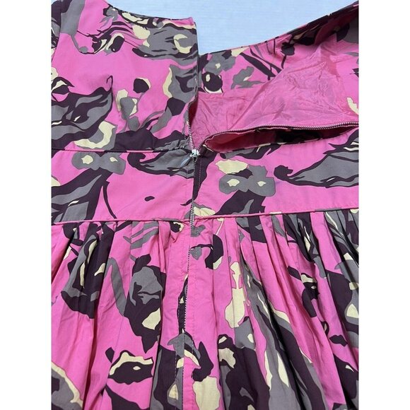 Carole Little Womens‎ 10 Midi Pleated Dress Pink Floral Retro Rockabilly Pin Up - Picture 3 of 7